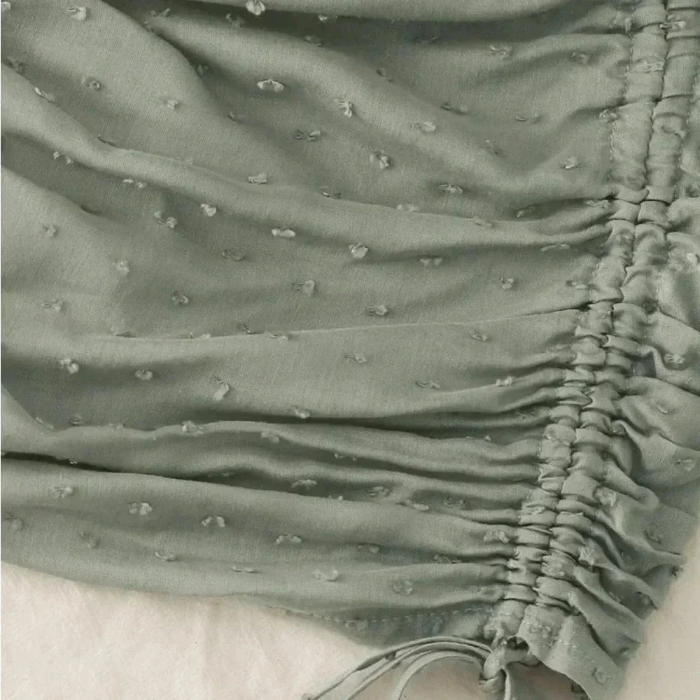 Vylette Drawstring Knot Ruched Crop Top - Picture 5 of 5